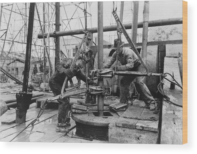 History Wood Print featuring the photograph Oil Rig Workers, Called Roughnecks by Everett