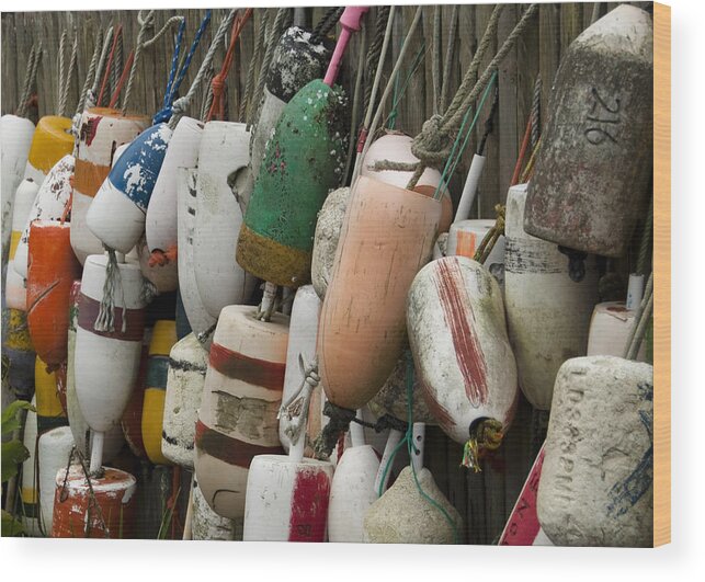 Bouys Wood Print featuring the photograph Old Buoys Hanging Out by Steven Natanson