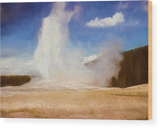  Wood Print featuring the digital art Old Faithful Vintage 5 by Cathy Anderson