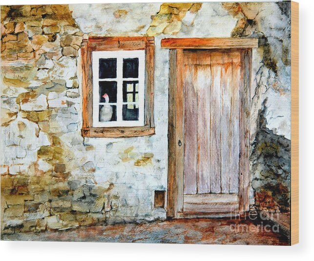 Old Farm House Wood Print featuring the painting Old Farm House by Sher Nasser
