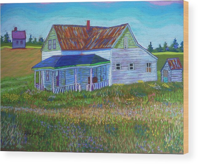 Tinroof Wood Print featuring the pastel Old Tin Roof by Rae Smith