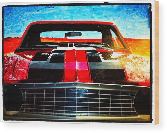 1969 Camarow Wood Print featuring the painting Olivers camaro- by Neal Barbosa