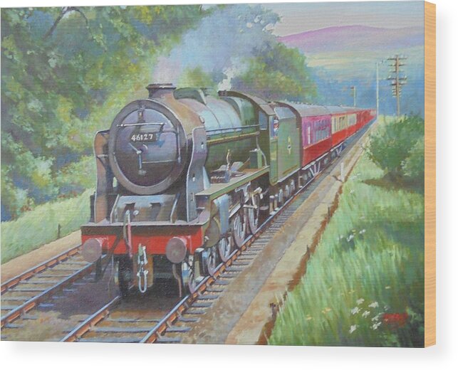 Steam Wood Print featuring the painting On the Welsh border. by Mike Jeffries