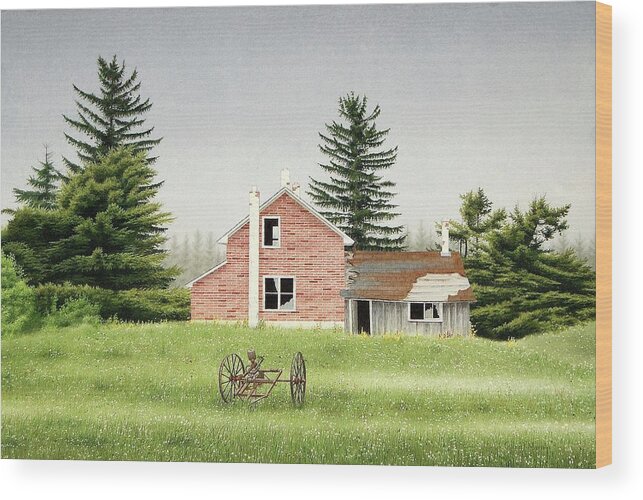 Landscape Wood Print featuring the painting Once upon a Time by Conrad Mieschke