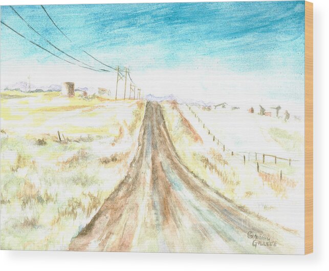 Road Wood Print featuring the painting Country Road by Andrew Gillette