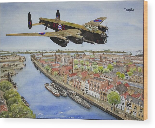 Lancaster Bomber Wood Print featuring the painting Operation Manna II by Gale Cochran-Smith
