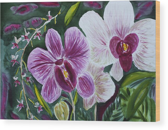 Orchid Wood Print featuring the painting Orchid at AOS 2010 by Donna Walsh
