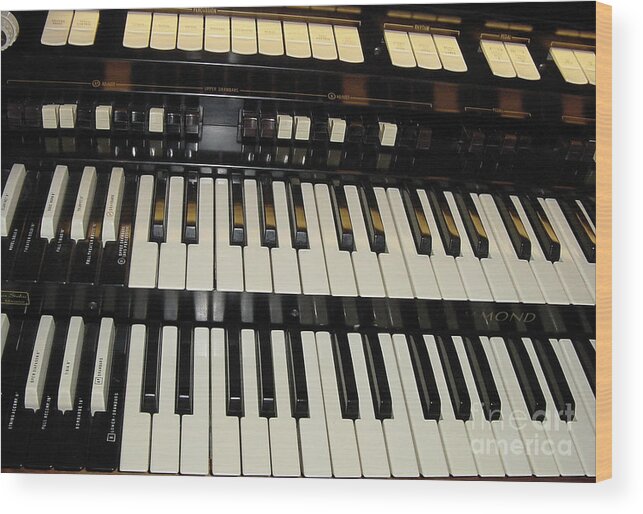 Hammond Wood Print featuring the photograph Hammond Organ Keys by Donna L Munro
