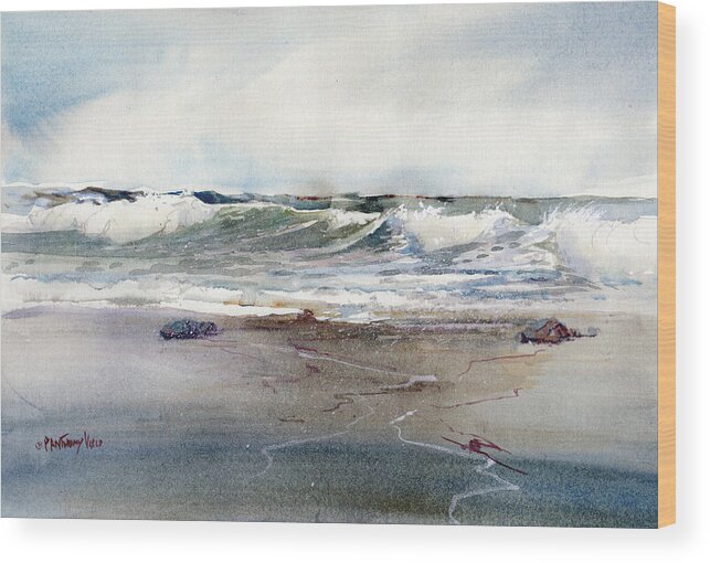 Visco Wood Print featuring the painting Peaceful Surf by P Anthony Visco