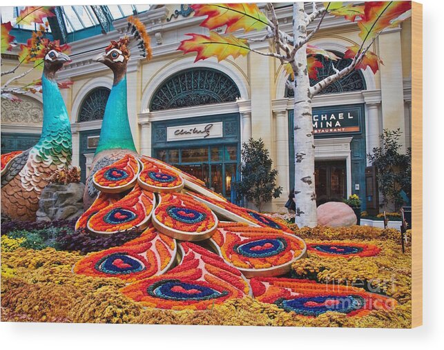 Vegas Wood Print featuring the photograph Peacock Pair by Linda Bianic