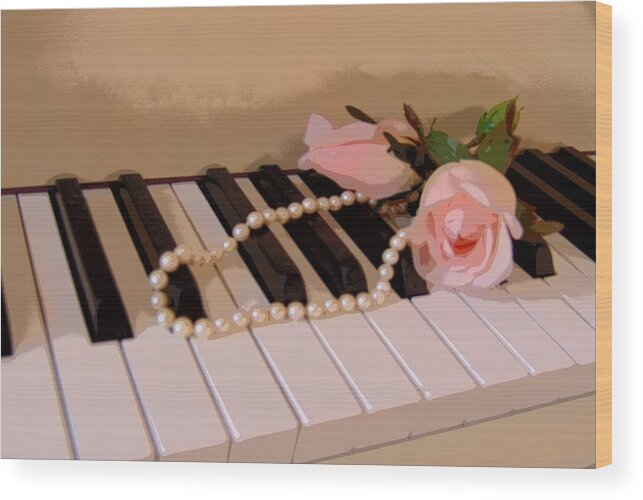  Still Life Wood Print featuring the photograph Pearly Pink Keys by Florene Welebny