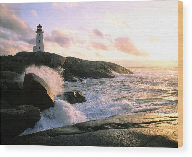 Canada Wood Print featuring the photograph Peggy's Point Lighthouse, Canada, Nova Scotia, Peggy's Cove by Gary Corbett