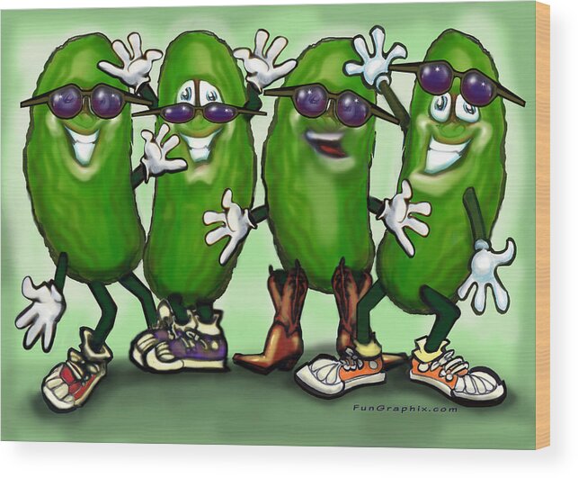 Pickle Wood Print featuring the digital art Pickle Party by Kevin Middleton