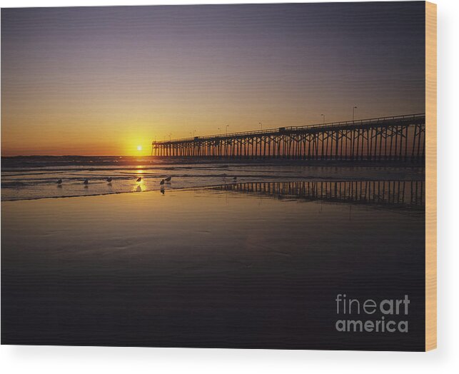Air Art Wood Print featuring the photograph Pier at Sunset by Bill Schildge - Printscapes