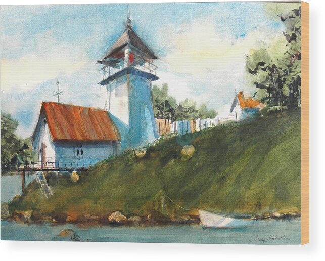 Pigeon Point. Lighthouse Wood Print featuring the painting Pigeon Point Lighthouse by Charles Rowland