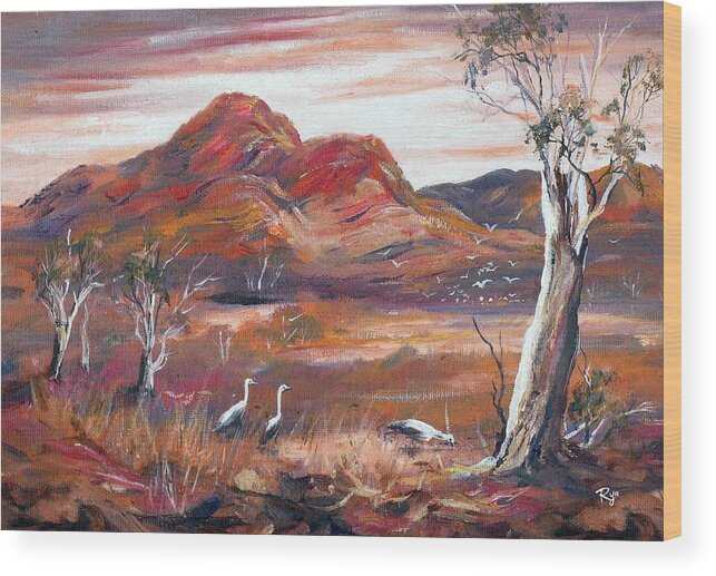 Pilbara Wood Print featuring the painting Pilbara, outback, Western Australia, by Ryn Shell