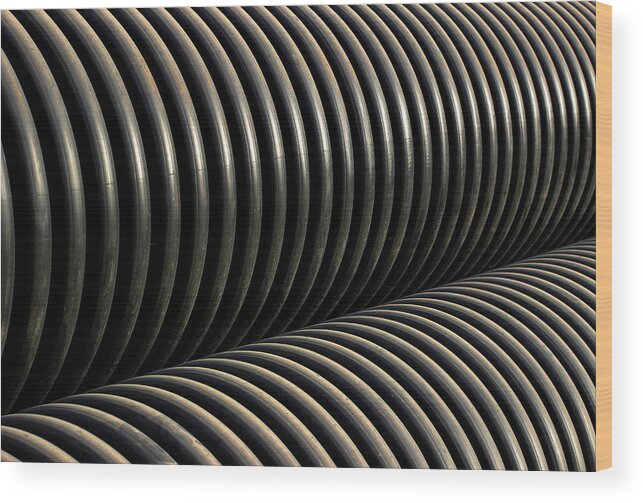 Pipe Wood Print featuring the photograph Pipe Repetition Pattern Minimal by Prakash Ghai
