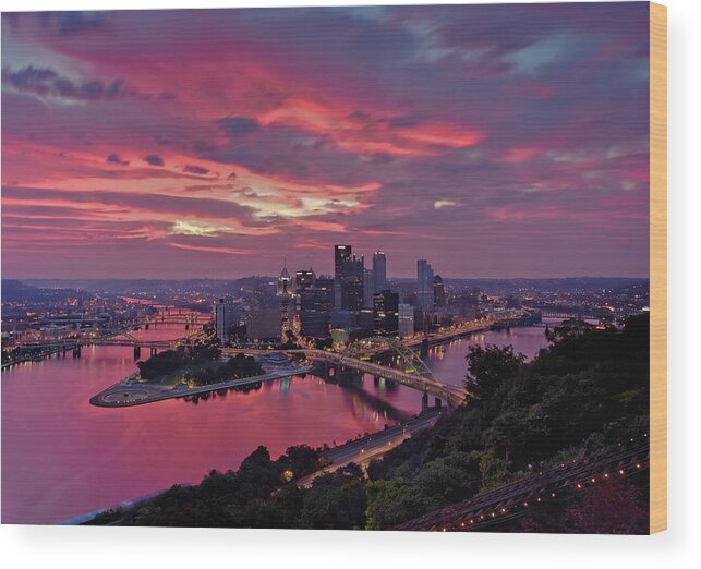 Pittsburgh Wood Print featuring the photograph Pittsburgh Dawn by Jennifer Grover