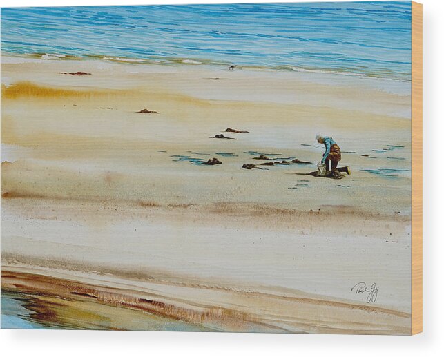 Chatham Wood Print featuring the painting Pleasant Bay Clammer by Paul Gaj