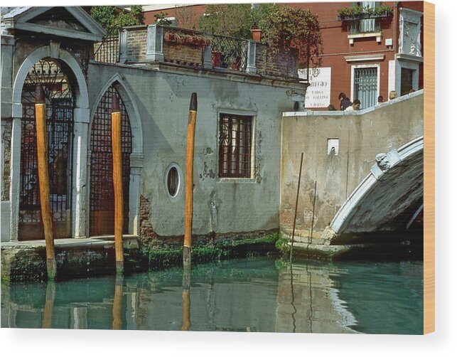 Venice Wood Print featuring the photograph Poles on Canal in Venice by Michael Henderson