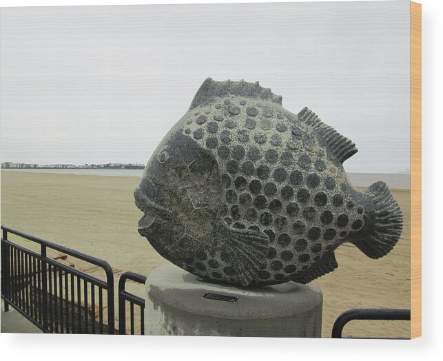 Fish Wood Print featuring the photograph Polka Dotted Fish Sculpture by Mary Capriole