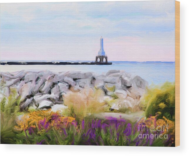 Lighthouse Wood Print featuring the digital art Port Breaker by Stacey Carlson