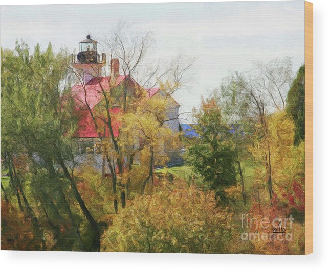 Lighthouse Wood Print featuring the digital art Port Lighthouse by Stacey Carlson