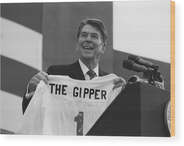 Ronald Reagan Wood Print featuring the photograph President Ronald Reagan - The Gipper by War Is Hell Store