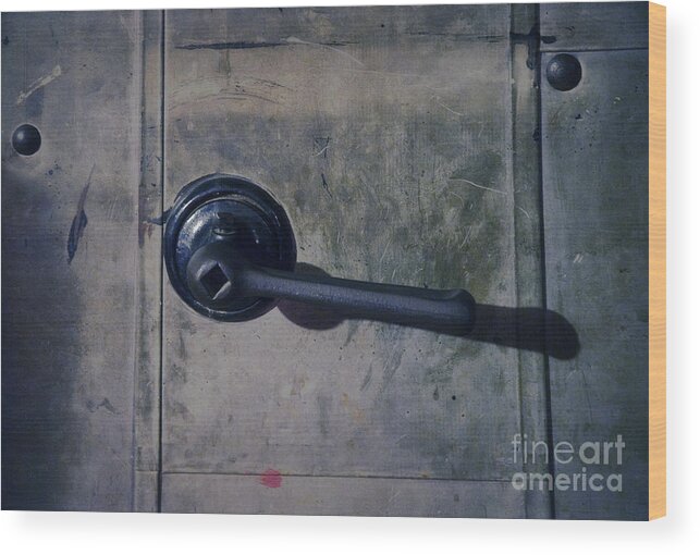 Kansas Wood Print featuring the photograph Projection Booth Door Handle by Fred Lassmann