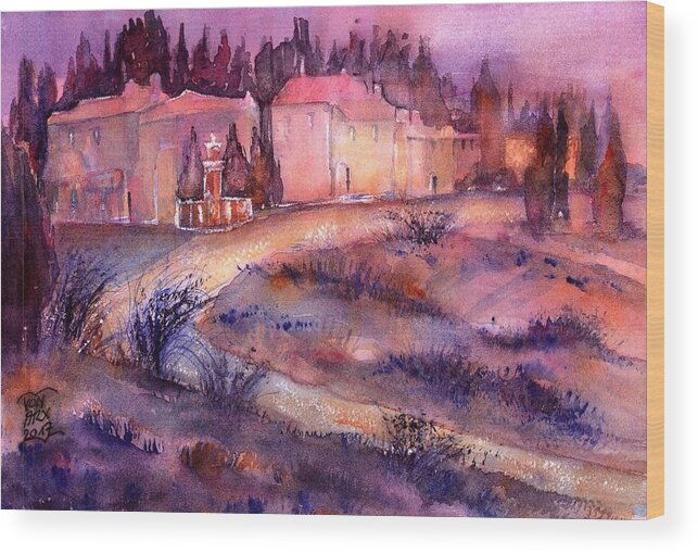 Provence Country Estate Wood Print featuring the painting Provence France Country Estate by Sabina Von Arx