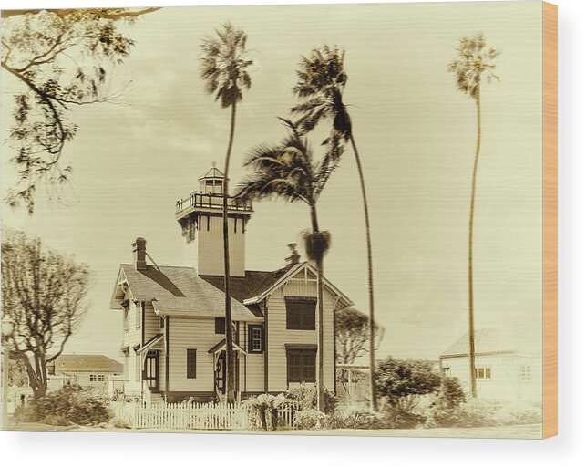 Lighthouse Wood Print featuring the photograph Pt. Fermin Lighthouse by Joseph Hollingsworth