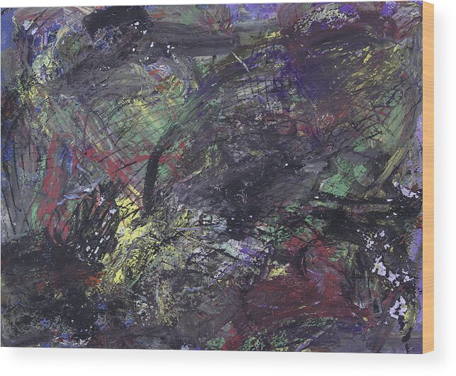 Abstract Wood Print featuring the painting Purple Chitlyns by Julius Hannah