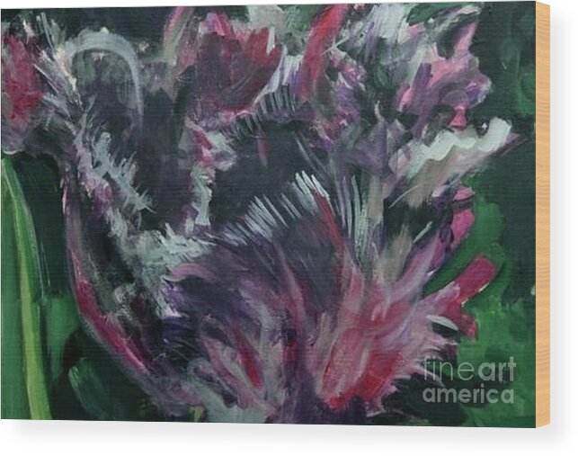 Floral Wood Print featuring the painting Purple Parrot by Diane montana Jansson