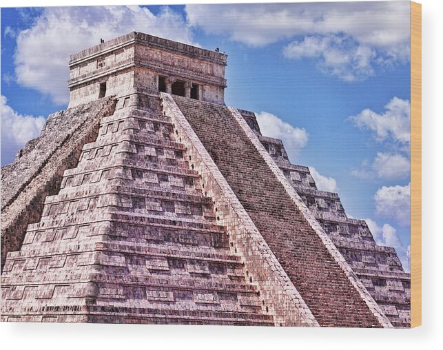 Chichen Itza Wood Print featuring the photograph Pyramid of Kukulcan at Chichen Itza by Tatiana Travelways