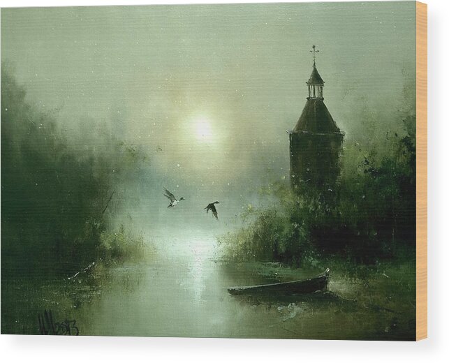 Russian Artists New Wave Wood Print featuring the painting Quiet Abode by Igor Medvedev