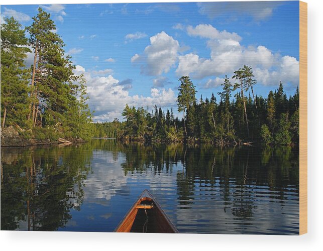 Minnesota Wood Print featuring the photograph Quiet Paddle by Larry Ricker