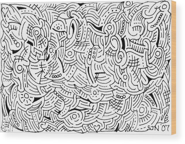 Mazes Wood Print featuring the drawing Quintessence by Steven Natanson