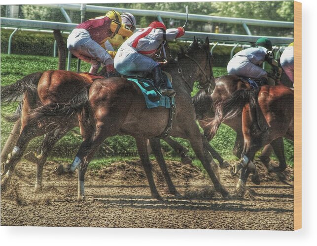 Race Horses Wood Print featuring the photograph Racing by Jeffrey PERKINS