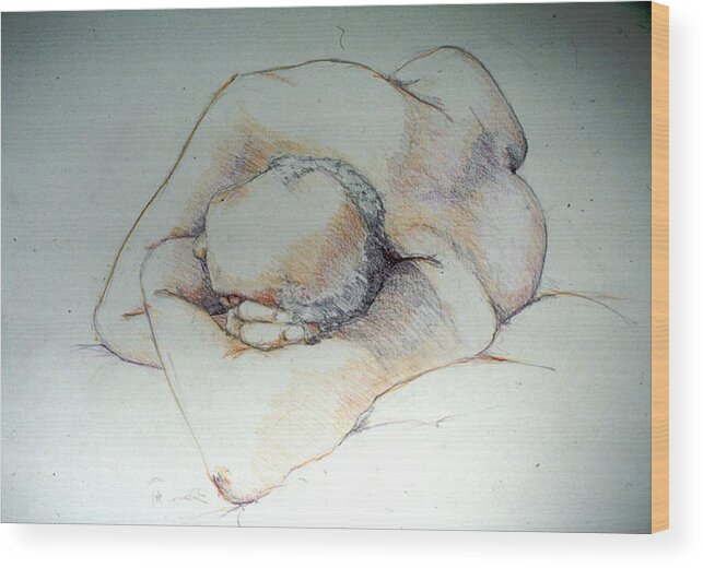 Full Body Wood Print featuring the painting Reclining Study 3 by Barbara Pease