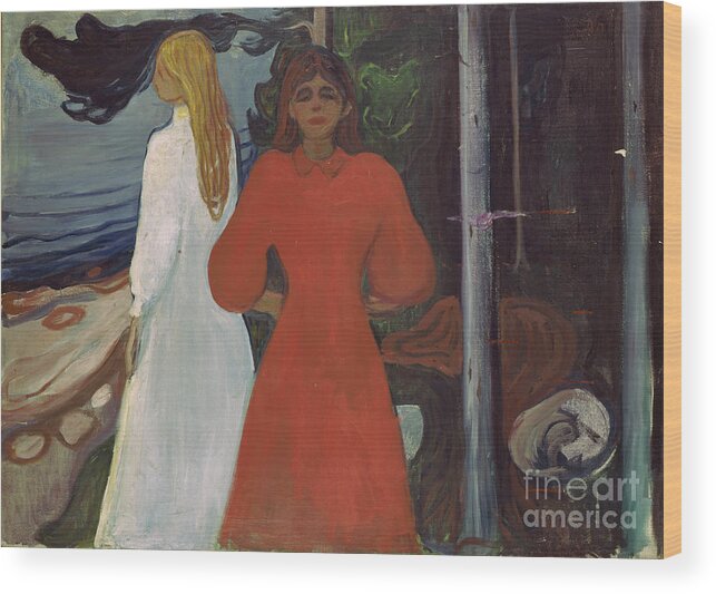 Edvard Munch Wood Print featuring the painting Red and withe by Edvard Munch