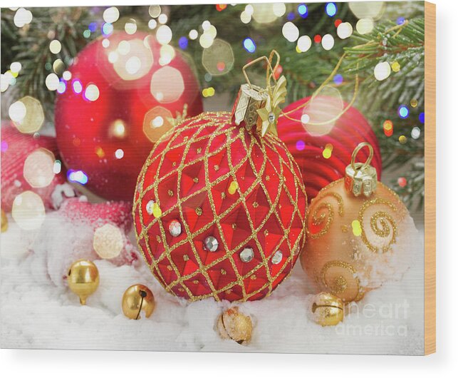 Christmas Wood Print featuring the photograph Red Christmas 2 by Anastasy Yarmolovich