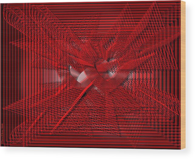 Abstract Wood Print featuring the digital art Red Heartwires by ThomasE Jensen