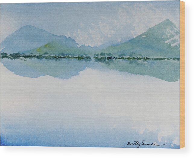 Australia Wood Print featuring the painting Reflections of the skies and mountains surrounding Bathurst Harbour by Dorothy Darden