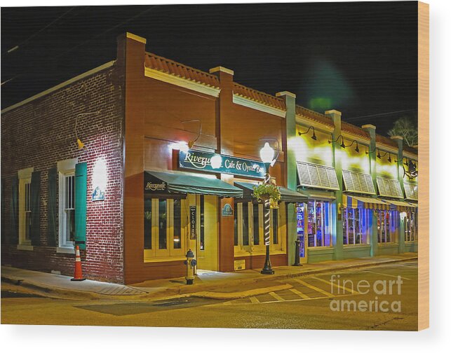 Restaurant Wood Print featuring the photograph Restaurants at Night by Tom Claud