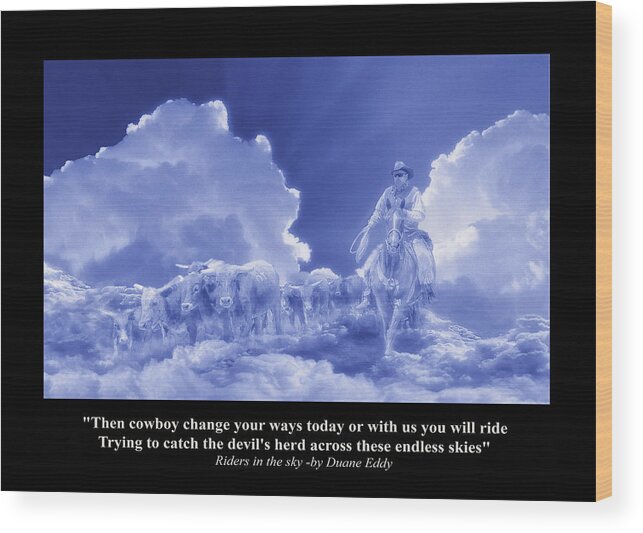 Spirit Wood Print featuring the digital art Riders in the Sky by Rick Mosher