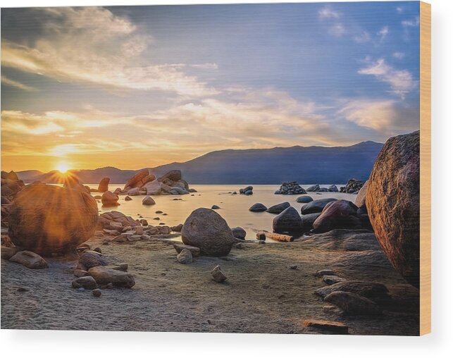 Landscape Wood Print featuring the photograph Rocky Lake by Maria Coulson