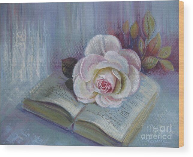 Rose Wood Print featuring the painting Romantic story by Elena Oleniuc