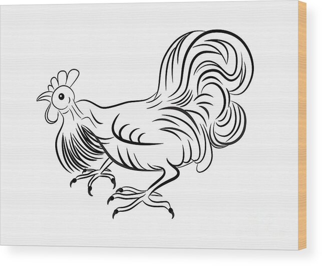 2017 Wood Print featuring the digital art Rooster by Michal Boubin