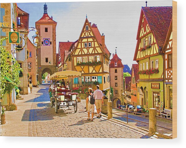 Germany Wood Print featuring the photograph Rothenburg Little Square by Dennis Cox