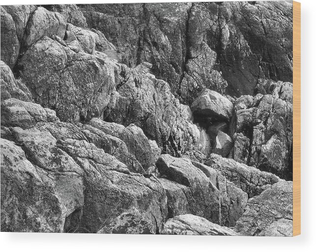 Nature Wood Print featuring the photograph Rough Rocks BW by Lyle Crump